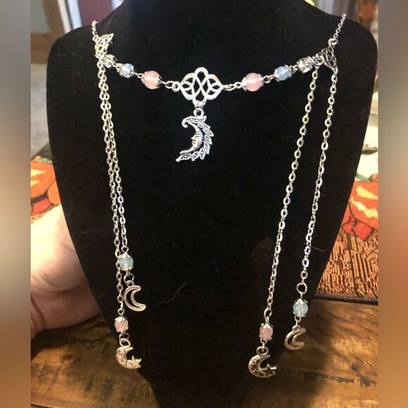 Beautiful Celtic moon, celestial mystic moon goddess head chain/or necklace. - Picture 3 of 12